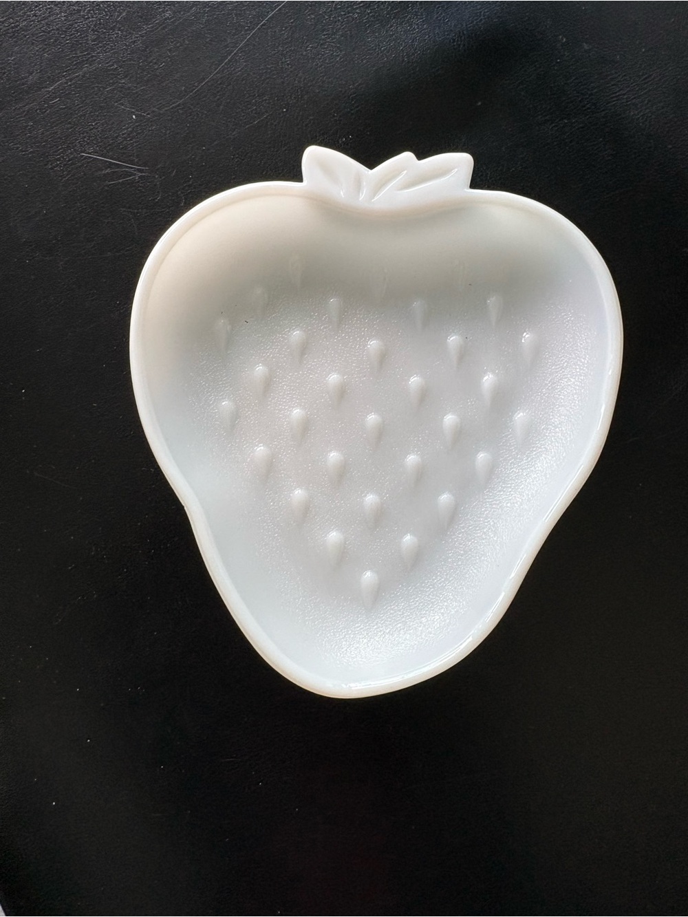 Vintage Strawberry Candy or trinket Dish Milk Glass White